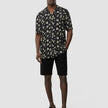 Breeze Bowling Short Sleeve Shirt Black Flowers