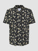 Breeze Bowling Short Sleeve Shirt Black Flowers
