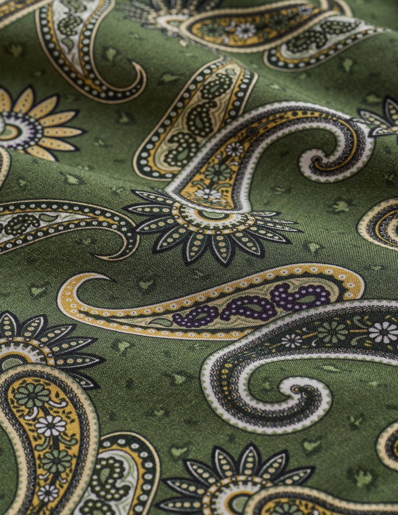 Breeze Bowling Short Sleeve Shirt Green Paisley