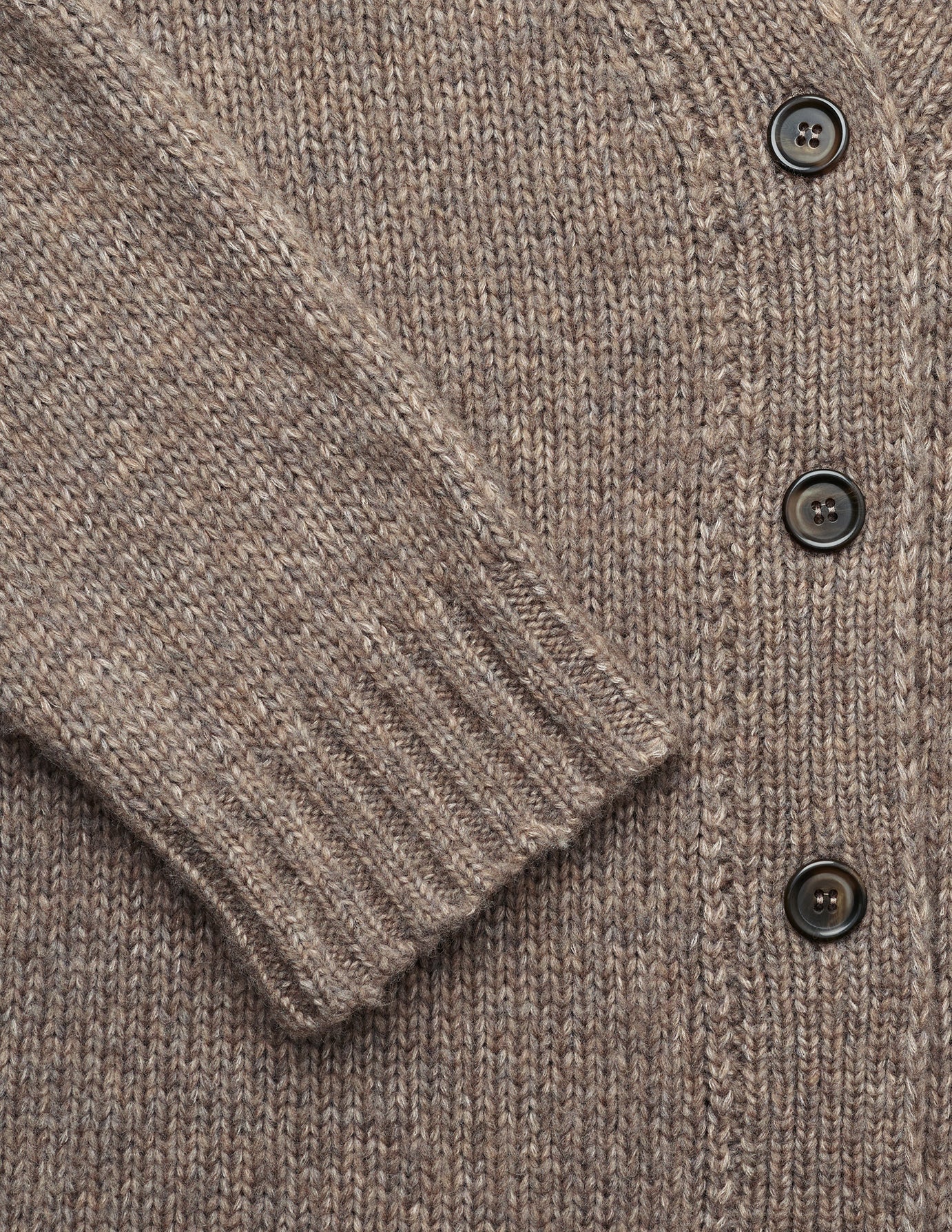 Women's Chunky Soft Wool Knit Cardigan Taupe Melange