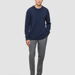 Chunky Soft Wool Knit Crewneck Dark Navy Melange
