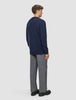 Chunky Soft Wool Knit Crewneck Dark Navy Melange
