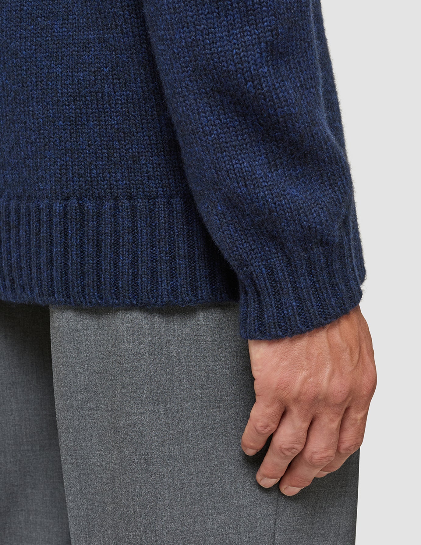 Chunky Soft Wool Knit Crewneck Dark Navy Melange