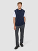 Chunky Soft Wool Knit Vest Dark Navy Melange