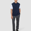 Chunky Soft Wool Knit Vest Dark Navy Melange
