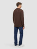 Chunky Soft Wool Knit Crewneck Saddle Brown Melange