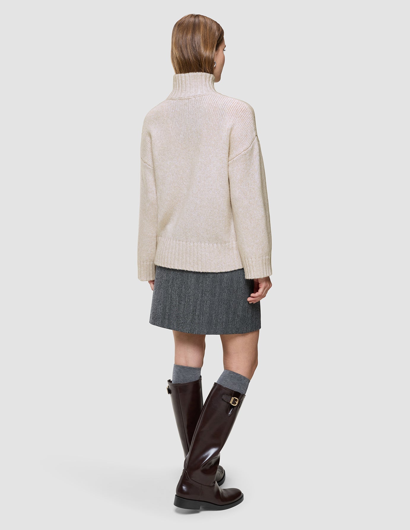 Women's Chunky Soft Wool Knit Turtleneck Sugar Melange