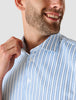 Classic Short-Sleeved Twill Shirt Light Blue Stripes