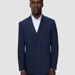 Double Breasted Tech Wool Blazer Navy