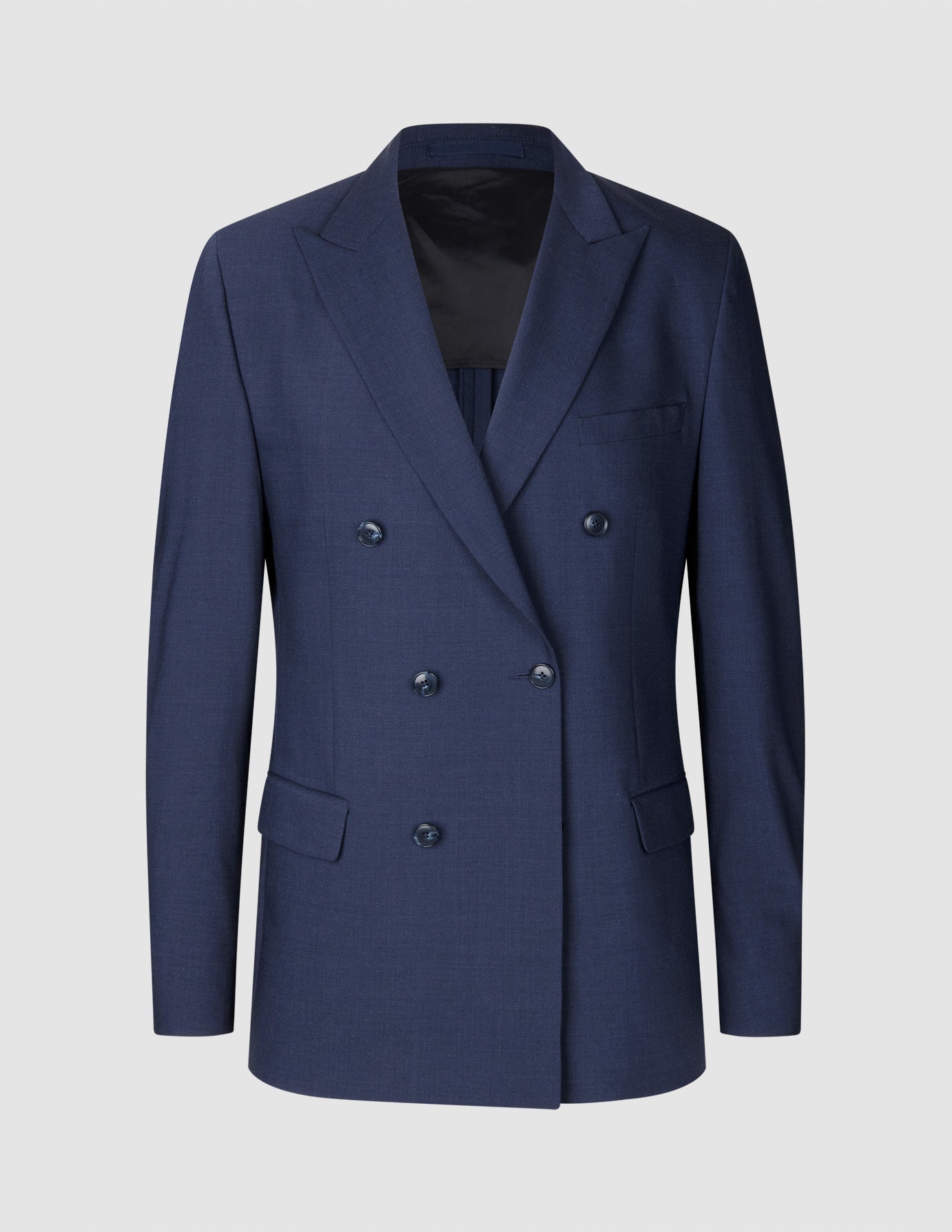 Double Breasted Tech Wool Blazer Navy
