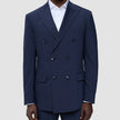 Double Breasted Tech Wool Blazer Navy