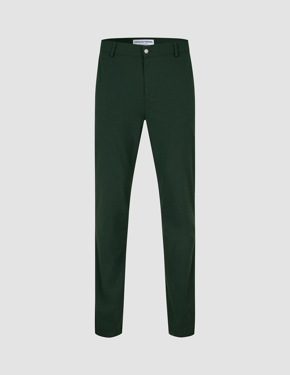 Ease Pants Slim Northern Pine – mörkgröna byxor i smal passform med knäppning fram och 360°-stretch.