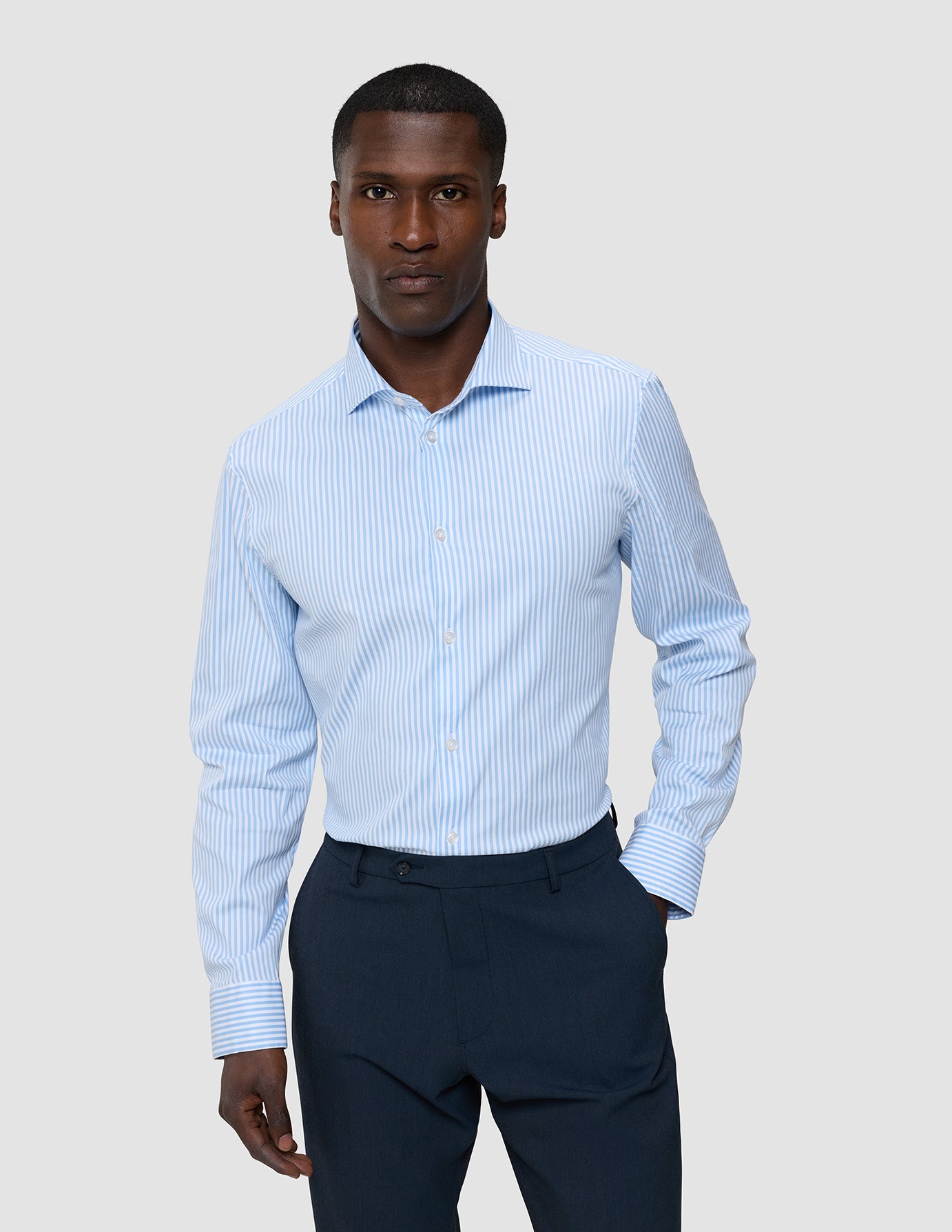 Elevated Shirt Light Blue Stripe Thin Regular