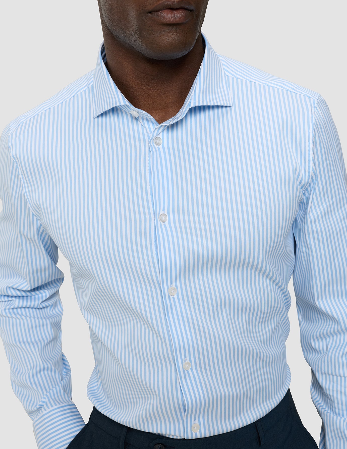 Elevated Shirt Light Blue Stripe Thin Regular