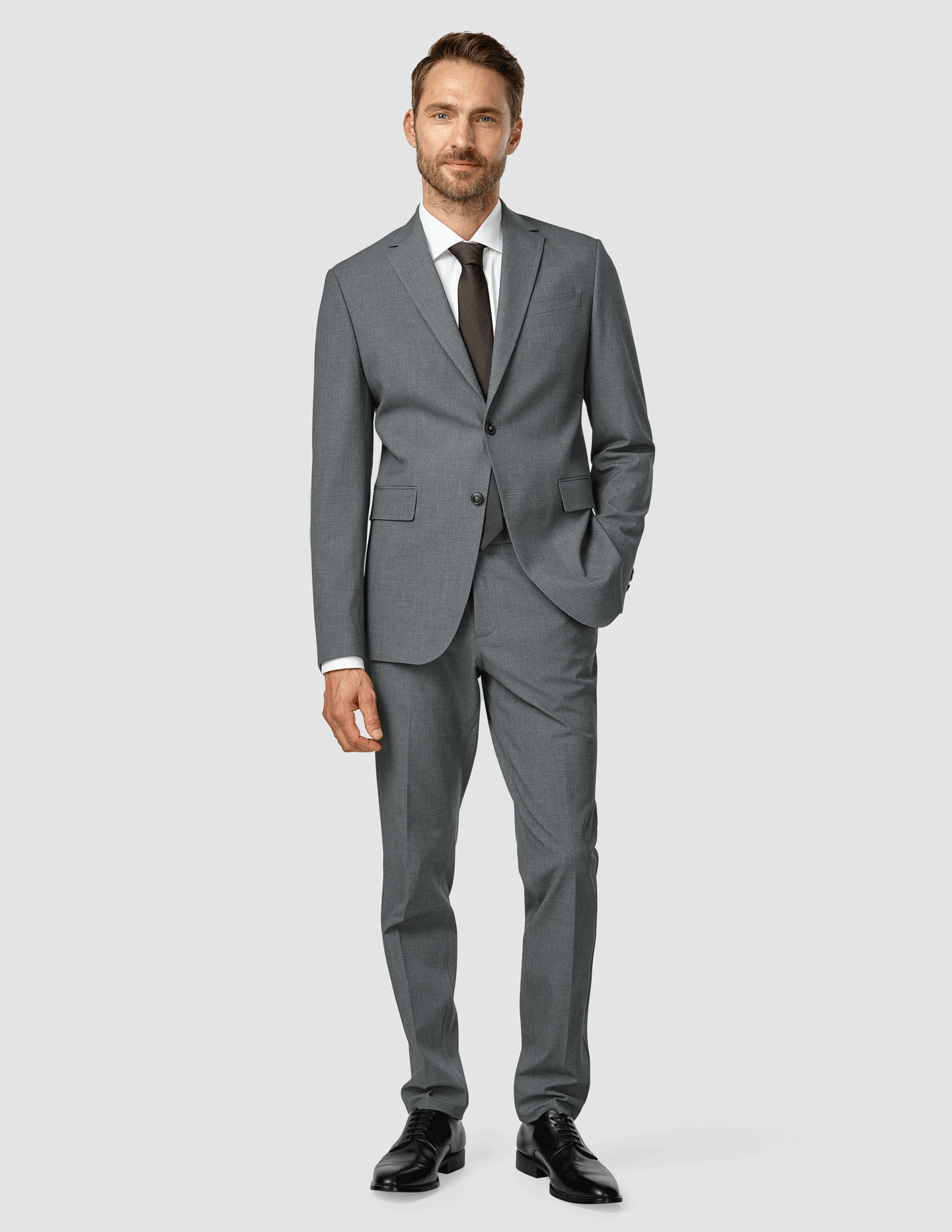 Essential Suit Pants Regular Dark Grey Melange
