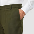 Essential Suit Pants Regular Moss Green Pinstripe