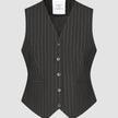 Essential Vest Short Black Silver Pinstripe