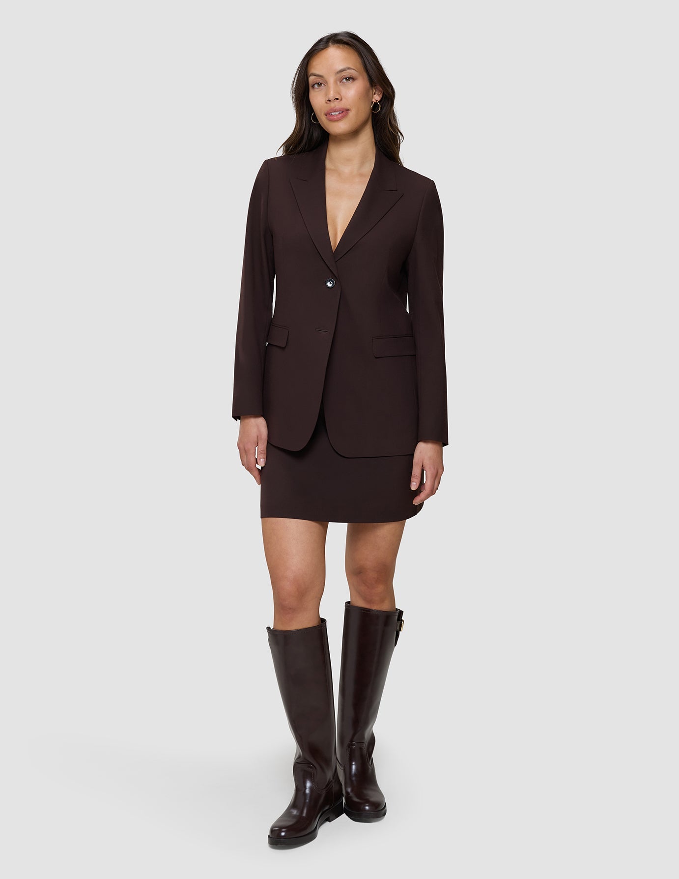 Essential Set Espresso Blazer Short Skirt