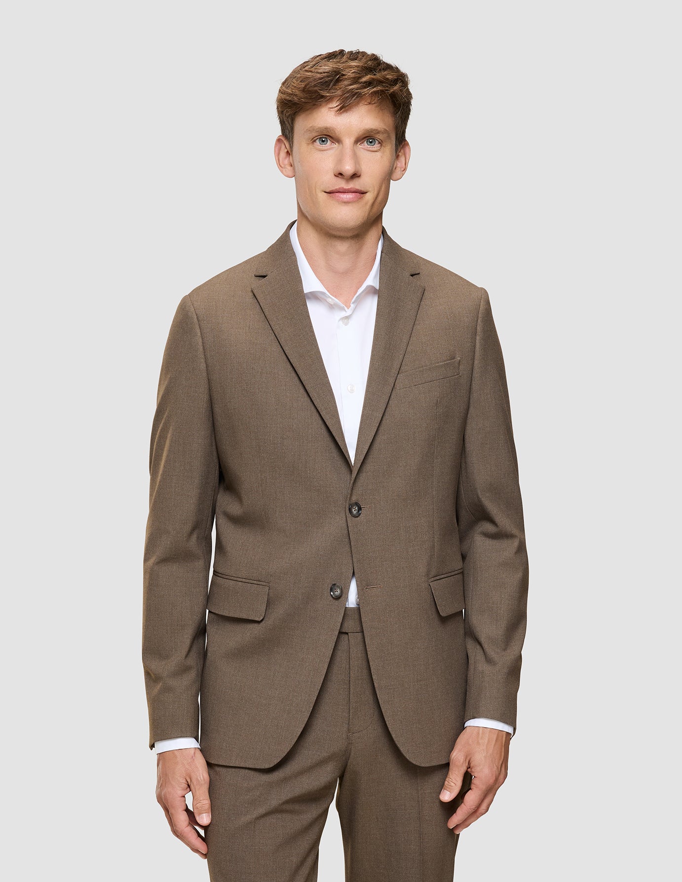 Essential Blazer Regular Saddle Brown Melange