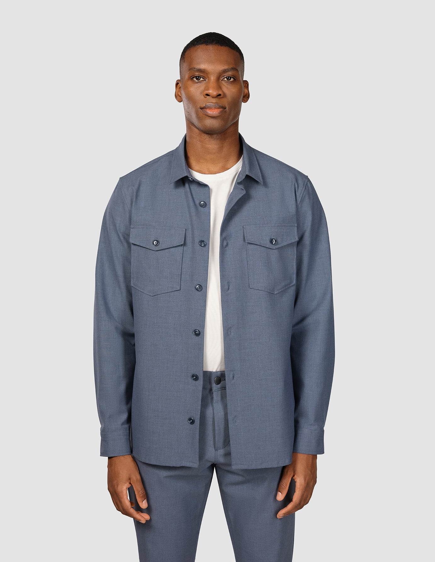 Essential Overshirt Storm Blue Melange