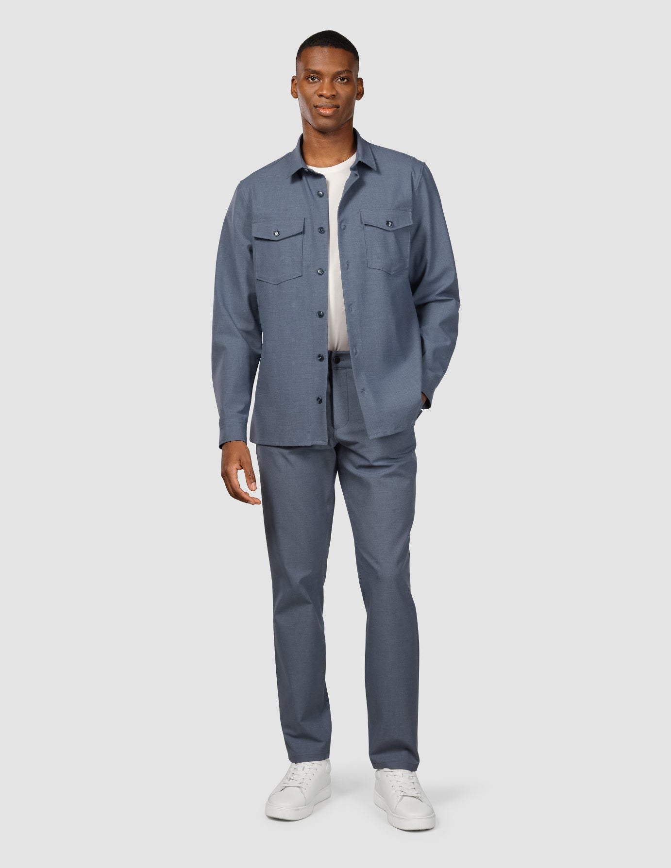 Essential Overshirt Storm Blue Melange