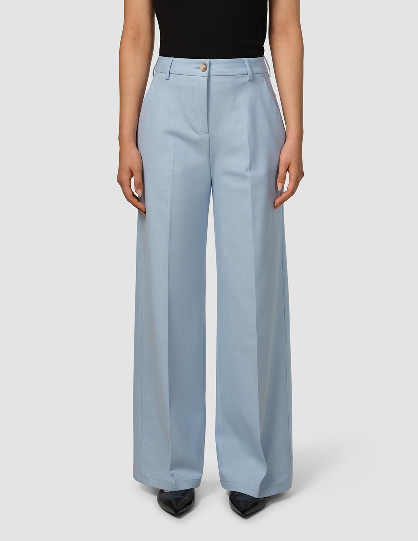 Essential Pants Wide Sky Blue Melange