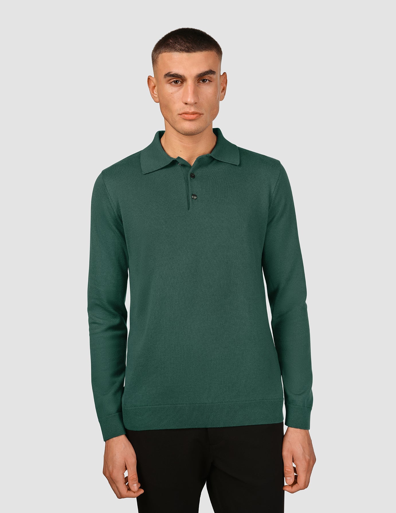 Everyday Knit Long Sleeve Polo Shadow Green