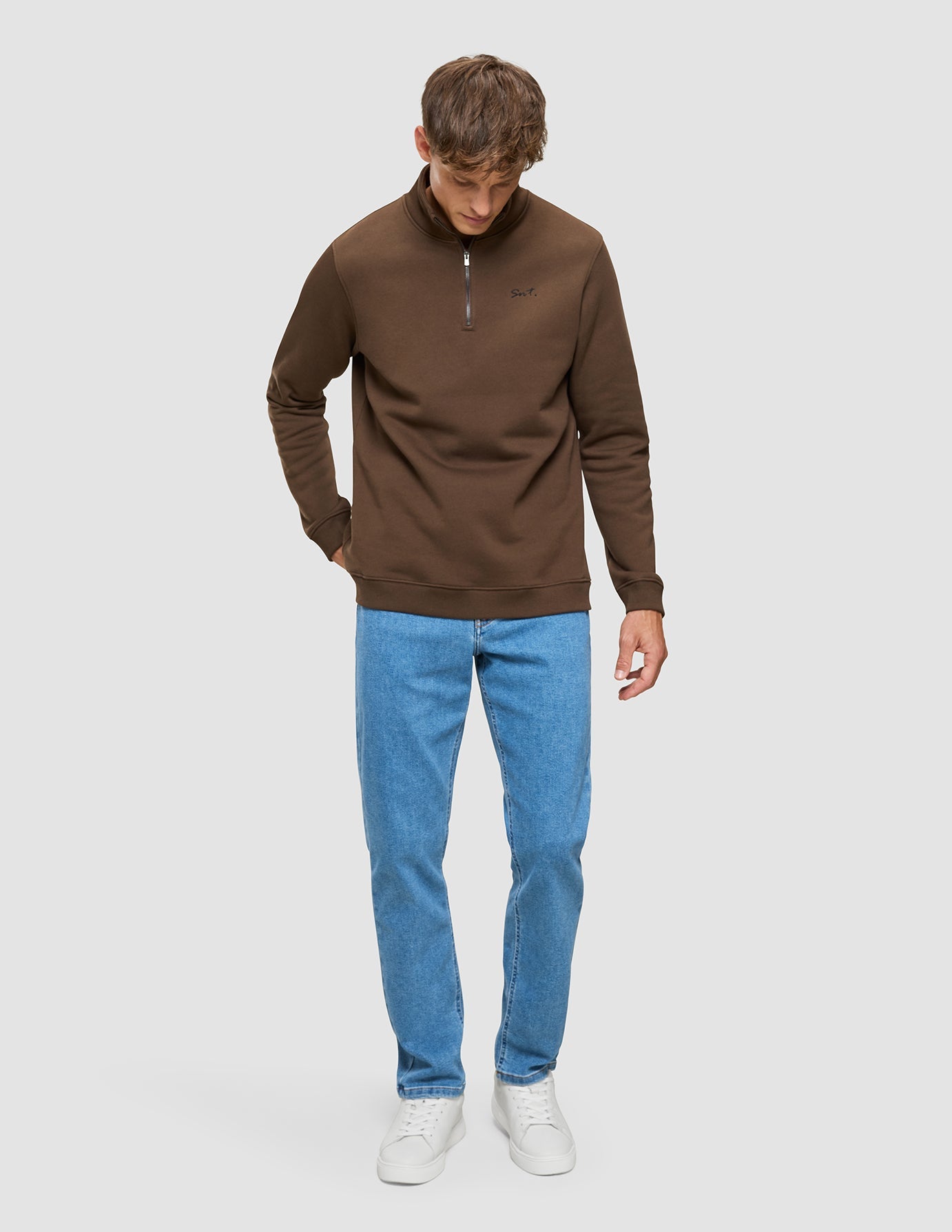 Everyday Half Zip Saddle Brown