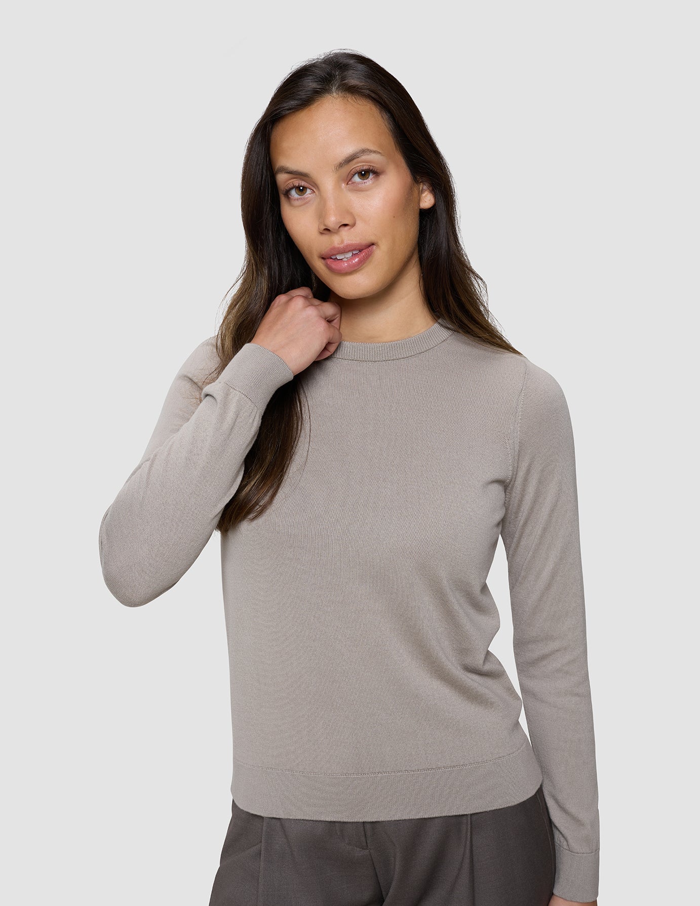 Fine Knit Crewneck Dark Sand