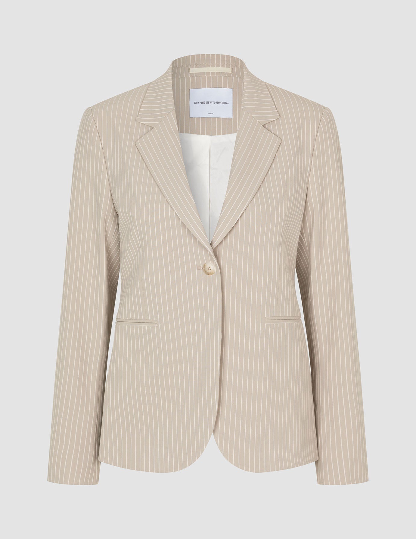 Essential Suit Island Sand Pinstripe Fitted Blazer & Straight Pants