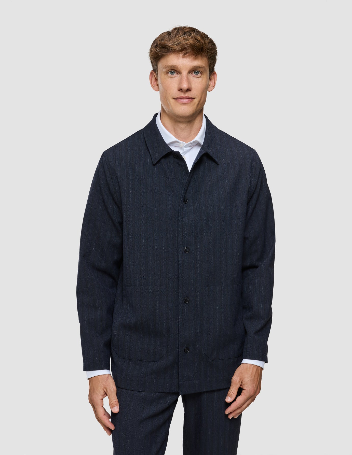 Heritage Overshirt Dark Navy Pinstripe