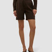 Linen Set Espresso Long Sleeved Shirt & Relaxed Shorts