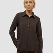 Linen Set Espresso Long Sleeved Shirt & Relaxed Shorts