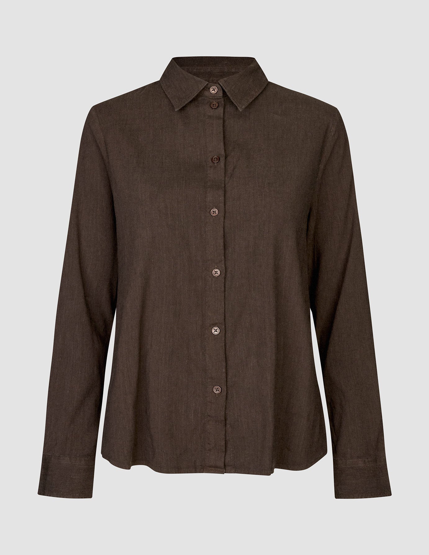 Linen Set Espresso Long Sleeved Shirt & Relaxed Shorts