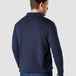 Silk / Cotton Long Sleeve Polo Navy