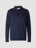 Silk / Cotton Long Sleeve Polo Navy