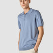 Silk / Cotton Short Sleeve Polo Cloud Blue