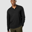 Premium Merino Long Sleeve Polo Black