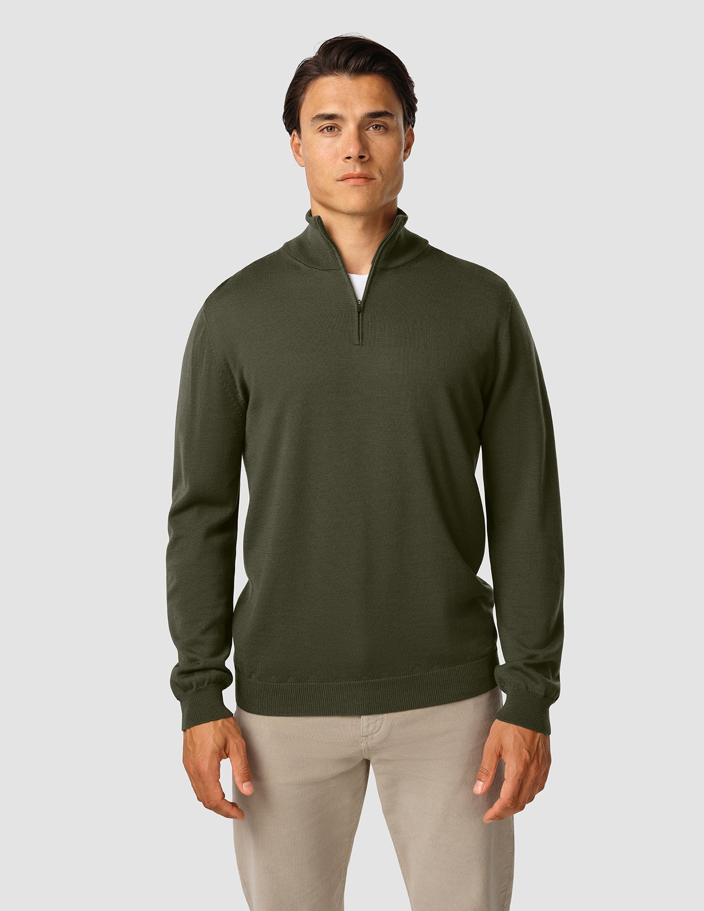 Premium Merino Half Zip Nightfall Green