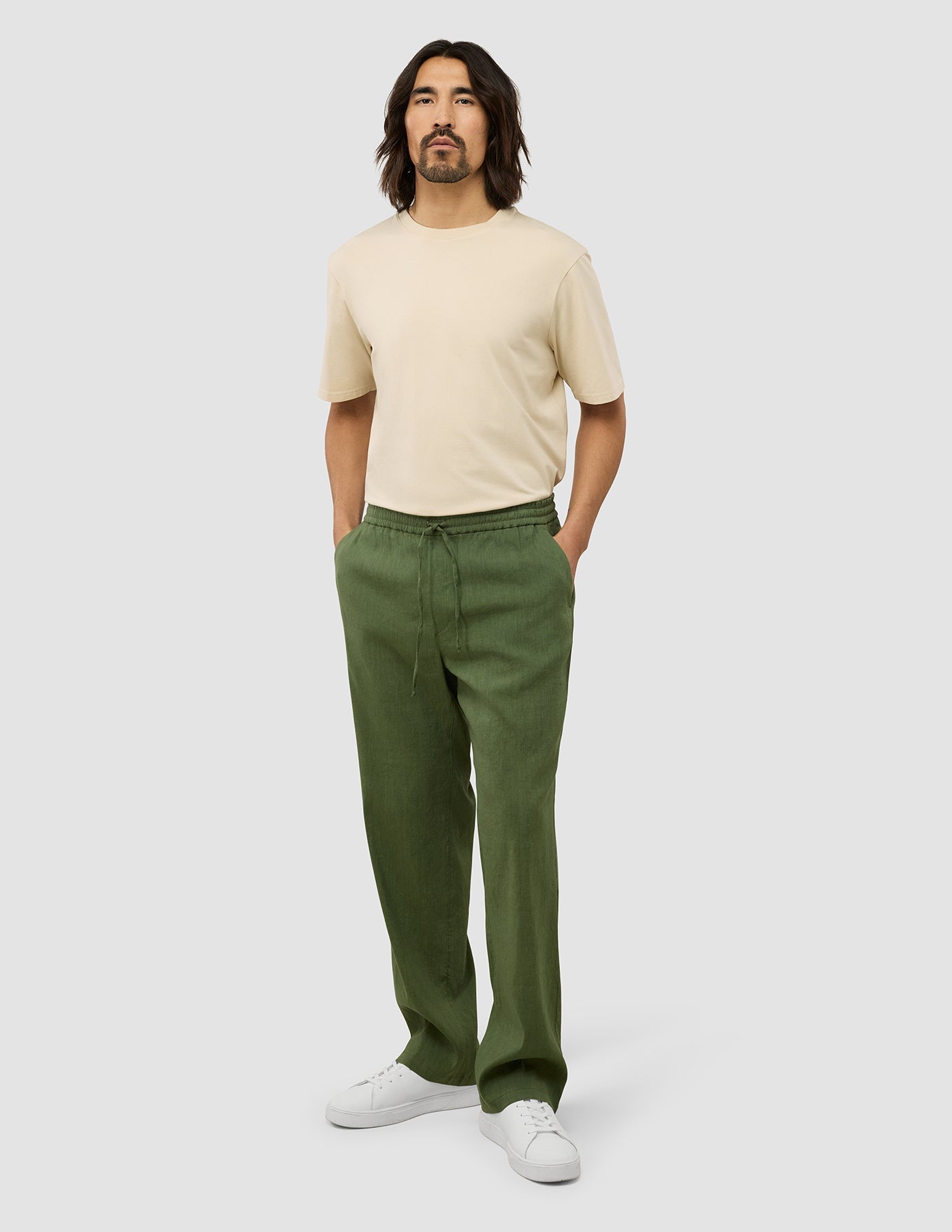Refined Linen Pants Clover Green
