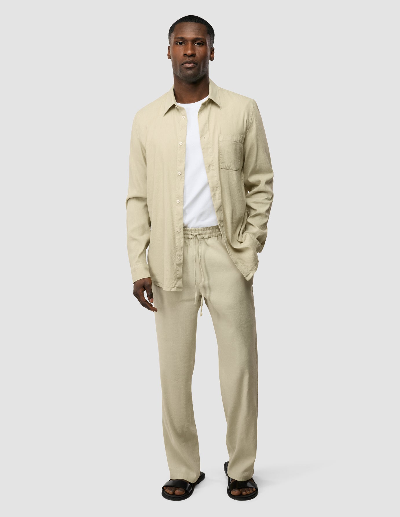 Refined Linen Pants Soft Sand