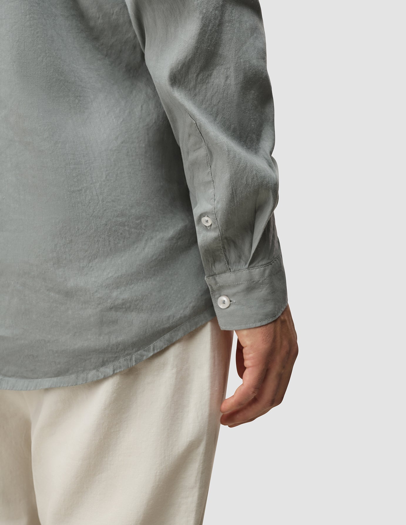 Refined Linen Long Sleeve Shirt Stone Grey