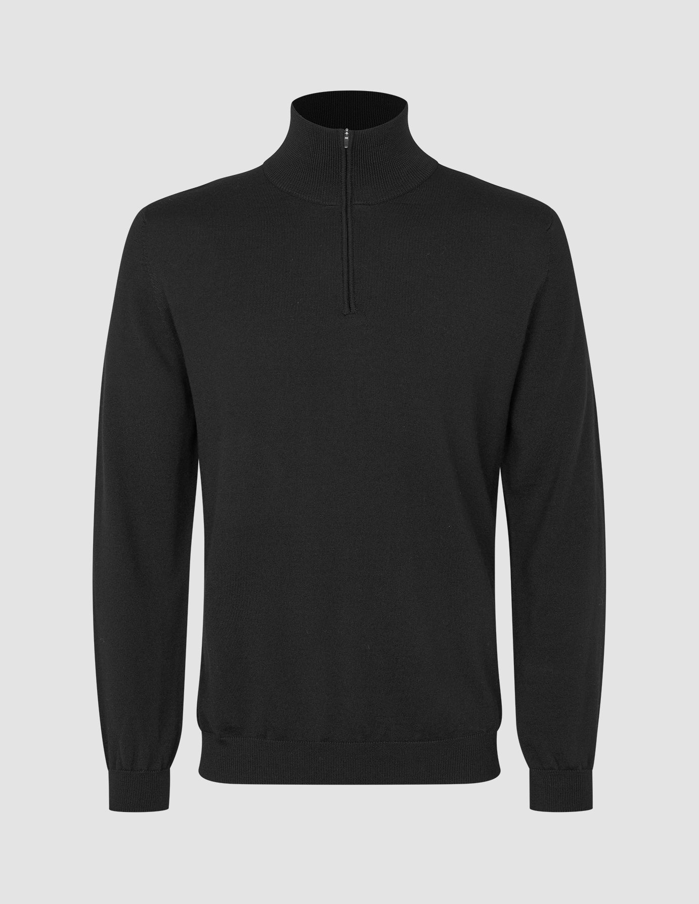 Seamless Premium Merino Knit Half Zip Black