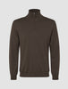 Seamless Premium Merino Knit Half Zip Saddle Brown