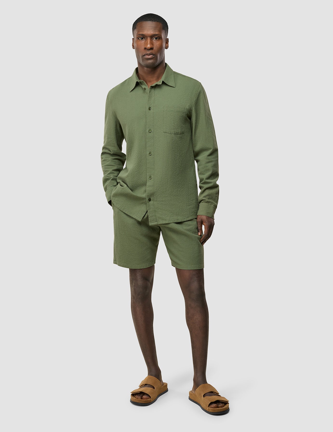 Seersucker Casual Shirt Clover Green