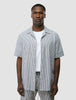 Seersucker Short Sleeve Shirt Navy Stripes