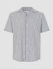 Seersucker Short Sleeve Shirt Navy Stripes