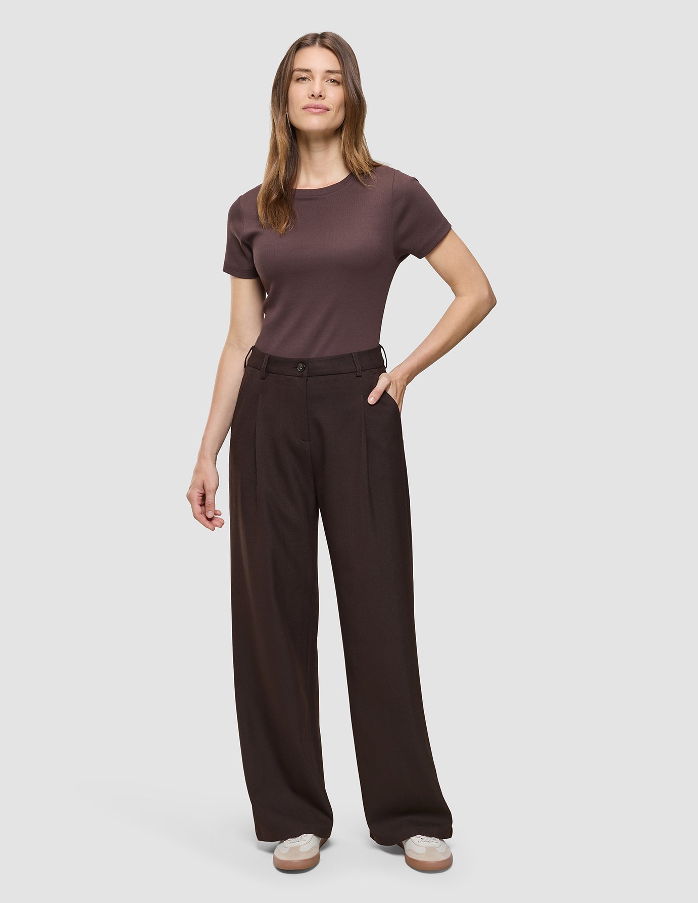 Women's Serene Pants Wide Chocolate Herringbone
