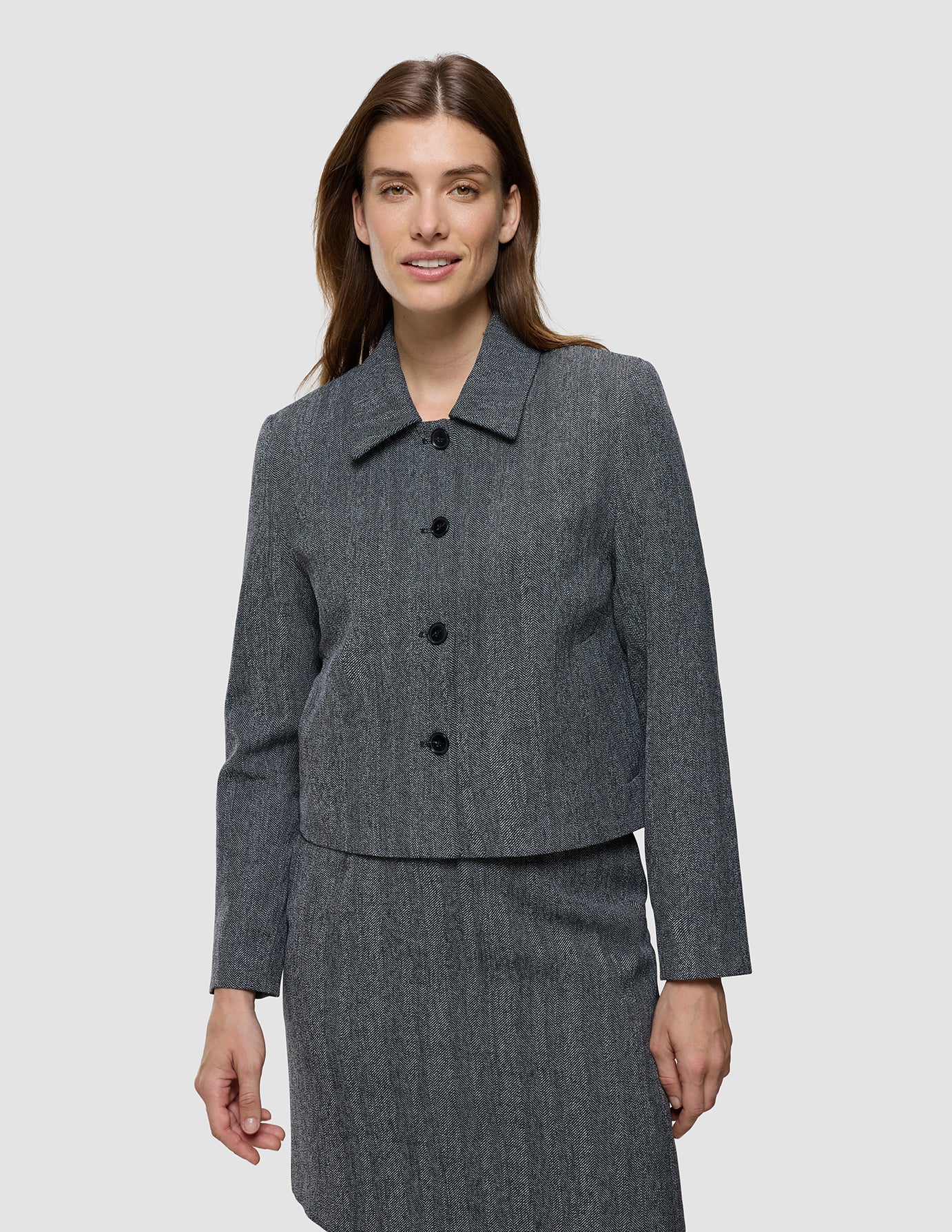 Women's Serene Short Jacket Grey Herringbone