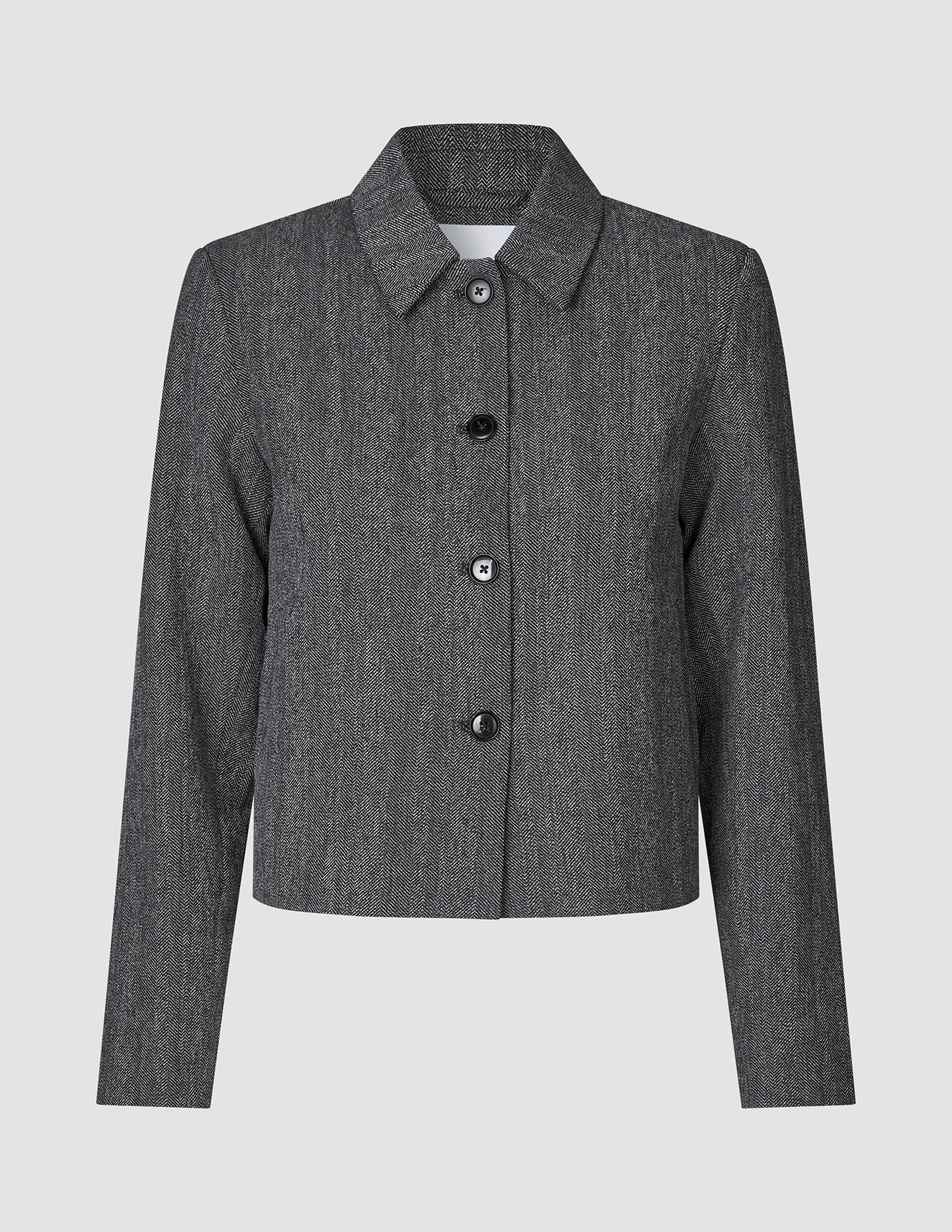 Women's Serene Short Jacket Grey Herringbone